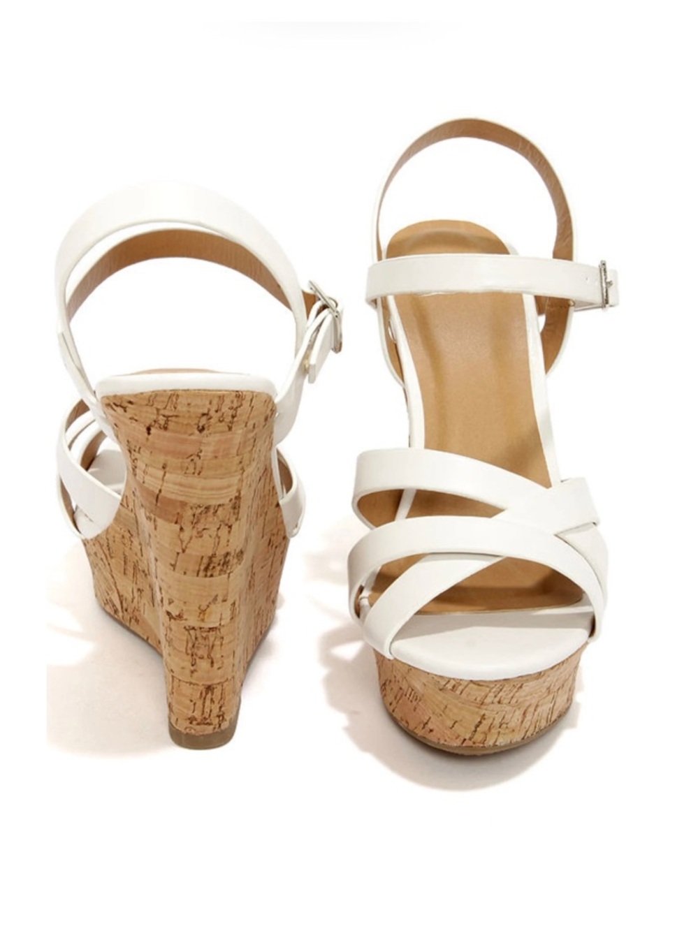 My Delicious White Peep Toe Platform Wedge Heels